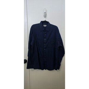Van Heusen Mens Navy Long-Sleeve Shirt Regular Fit Flex Collar 18.5 Neck 36/37 S